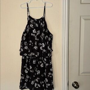 Maurices Black and White Floral Spaghetti Strap Romper
